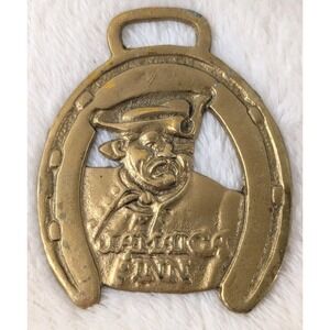 Vintage Brass Jamaica Inn Horse Bridle Medallion Horseshoe Pig